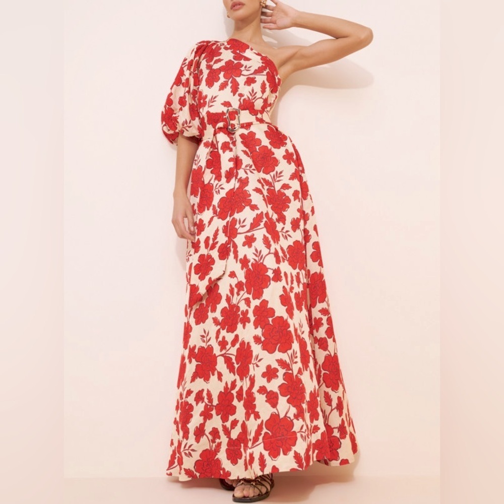 Hansen & Gretel Carmen Dress In Wild Flower One-Shoulder Maxi Dress Size L